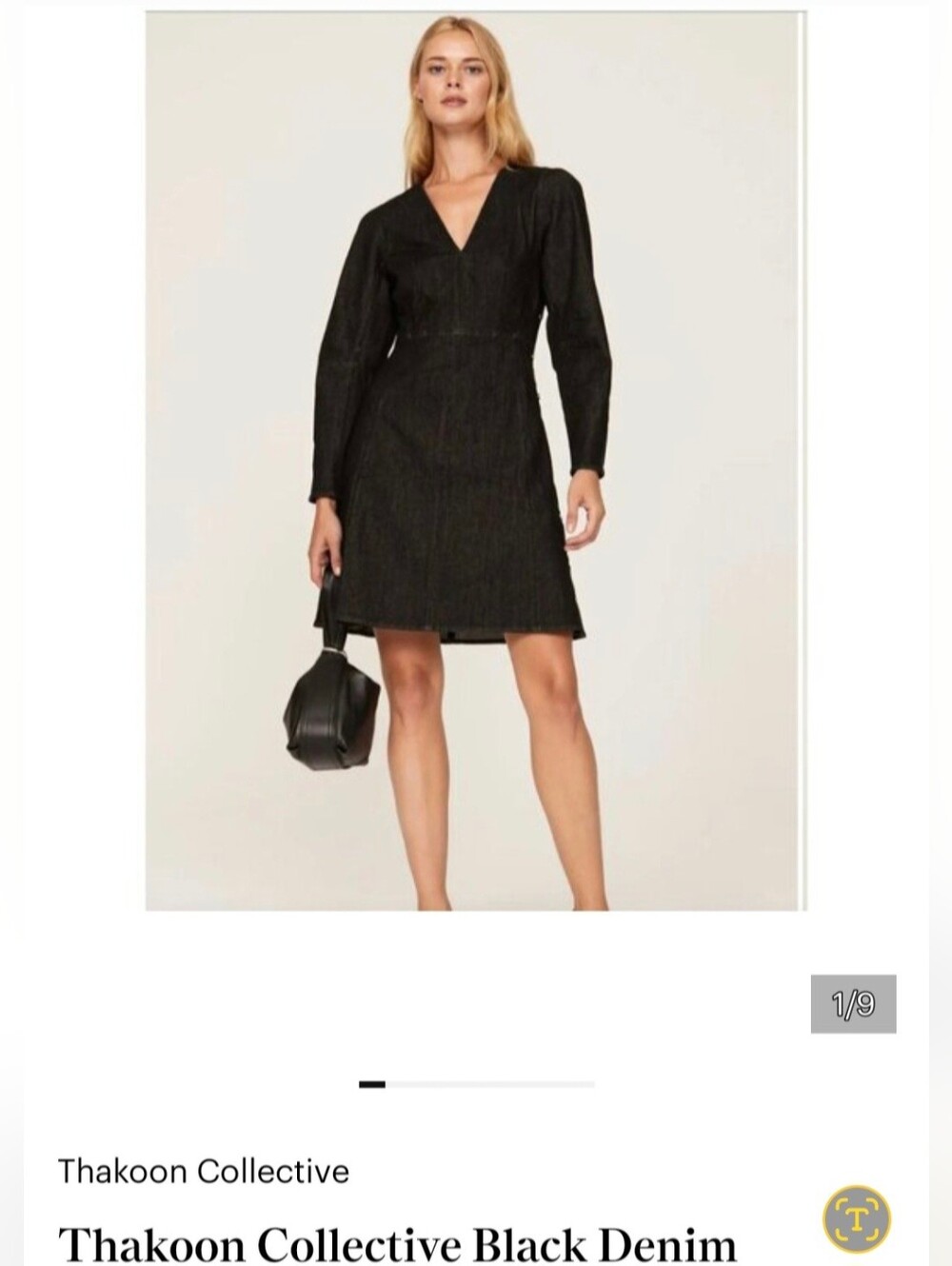 Thakoon Black Long-Sleeve V-Neck Denim Dress